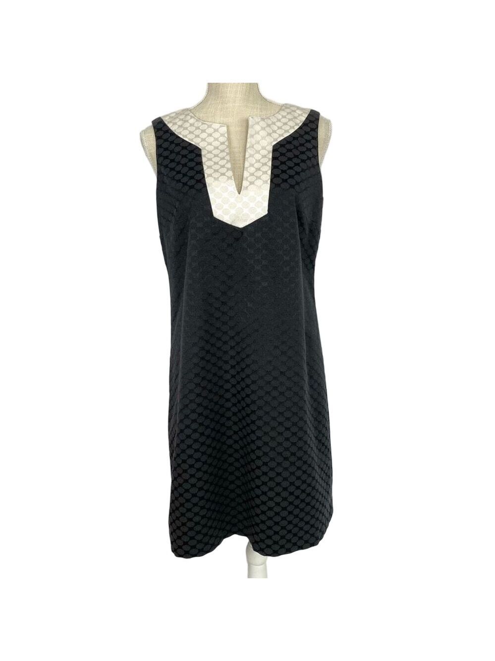 Michael Kors Dress Black Sheath White Trim Women’s 10 Mini Short Designer